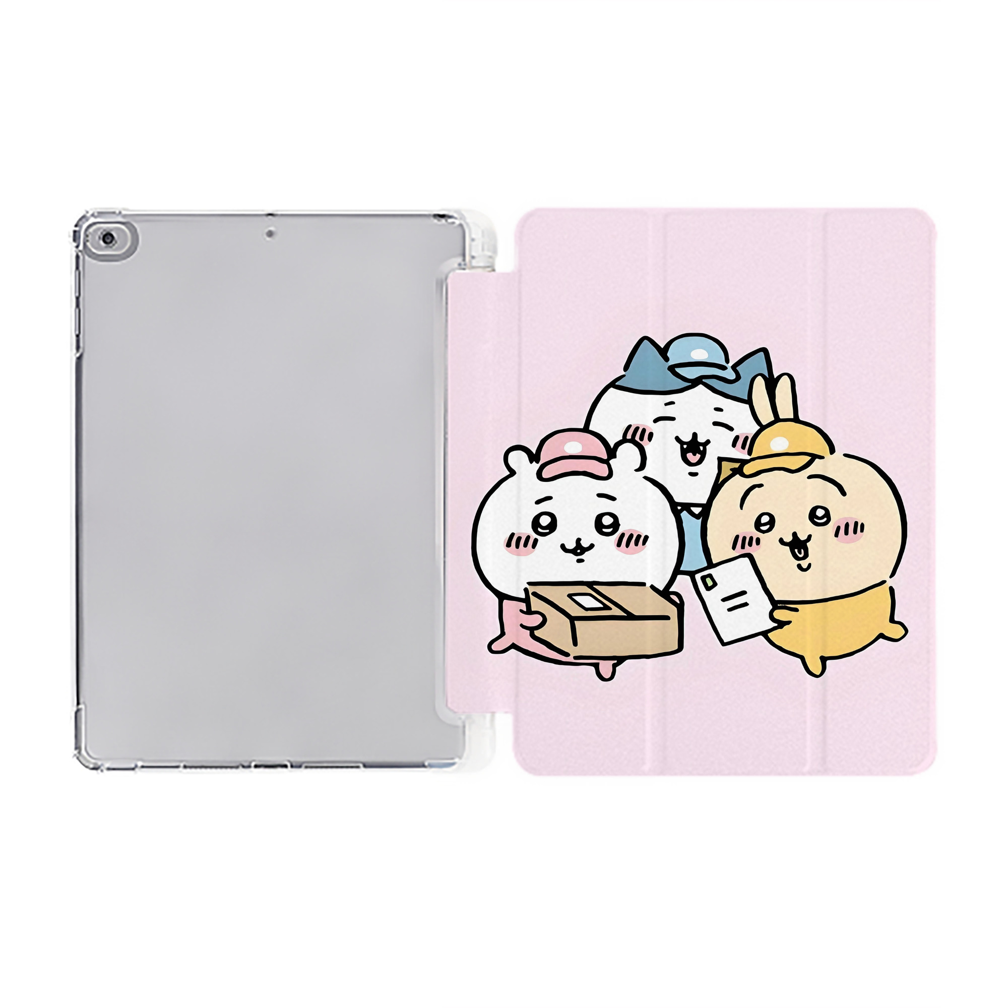 （画像用） ちいかわ Chii-kawa IPad ケース ペン収納付き 三つ折りスタンド PUレザー×シリコン 対応機種9.5/10.5/10.9インチ